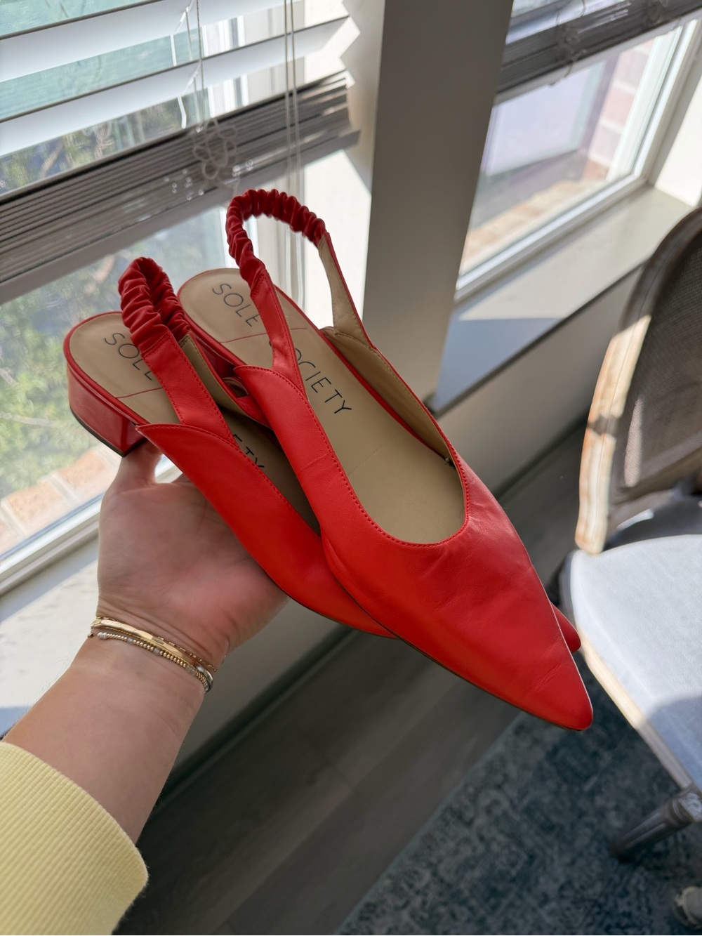 Sole Society Red Pointed Slingback Mules